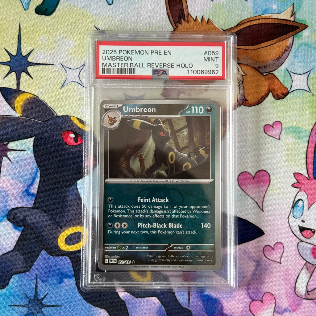 Pokemon Prismatic Evolutions Umbreon Master Ball PSA 9