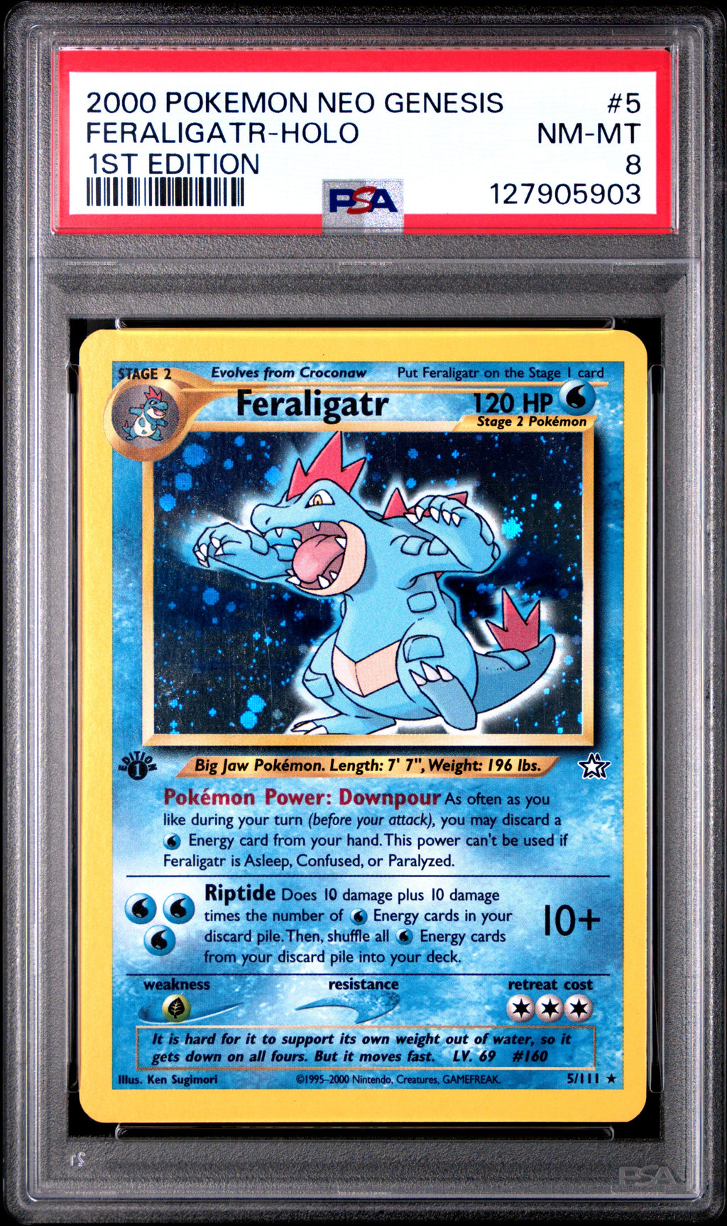 Pokemon Neo Genesis Feraligatr 1st Edition #5 PSA 8