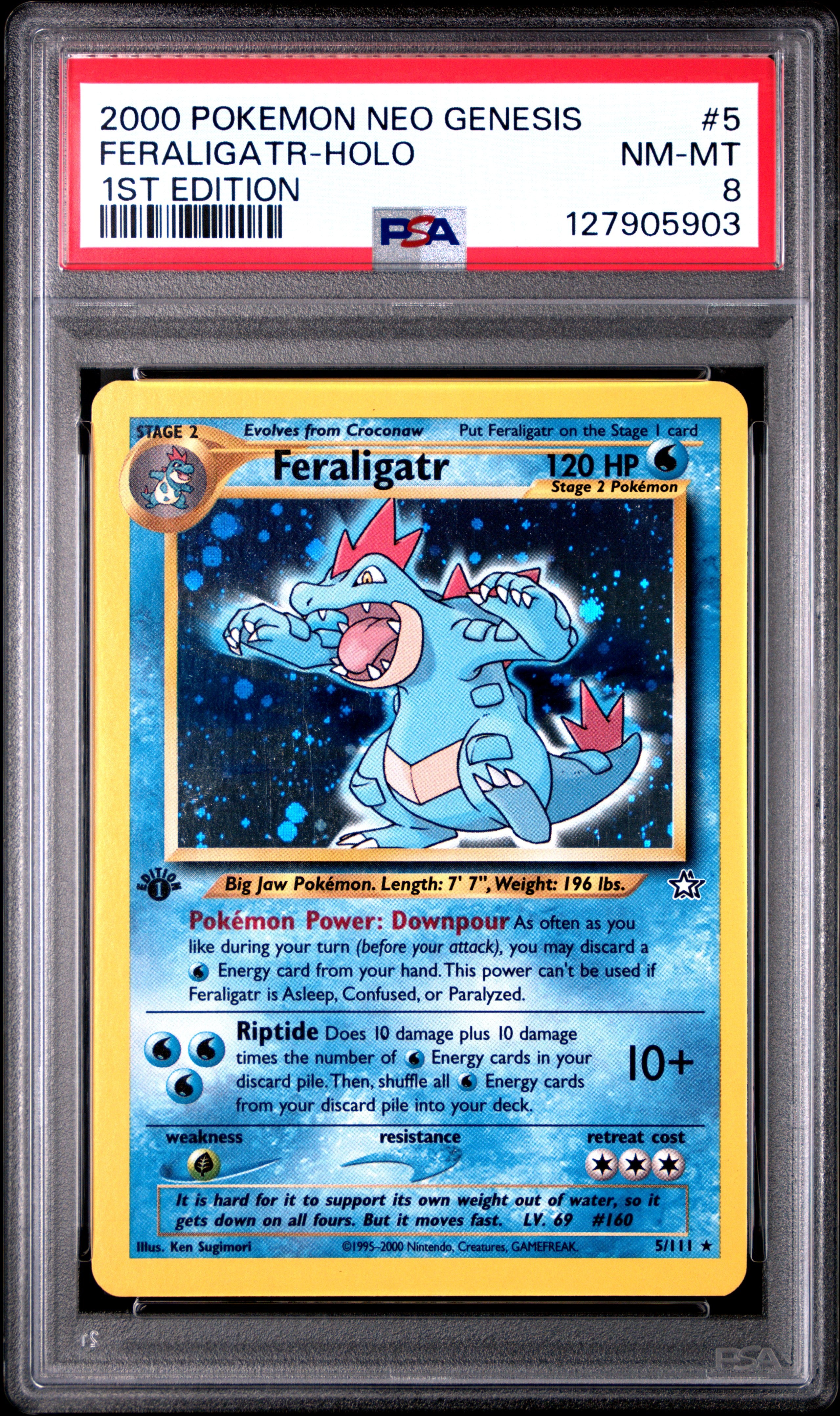 Pokemon Neo Genesis Feraligatr 1st Edition #5 PSA 8