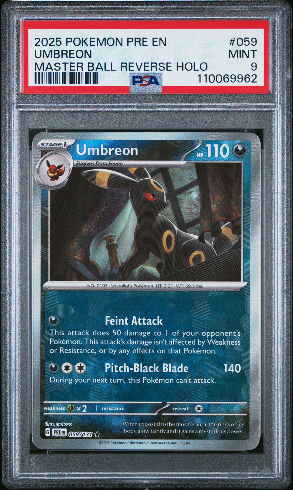 Pokemon Prismatic Evolutions Umbreon Master Ball PSA 9